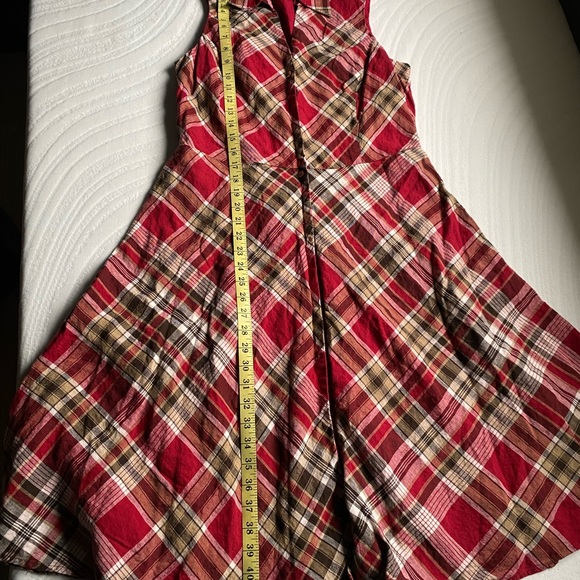 Jones new York linen Plaid Sleeveless Dress - Red and Black - Picture 10 of 14